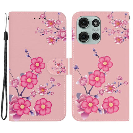 For Motorola Moto G75 5G Wallet Phone Case Anti-Drop Leather Flip Cover Pattern Printing - Sakura