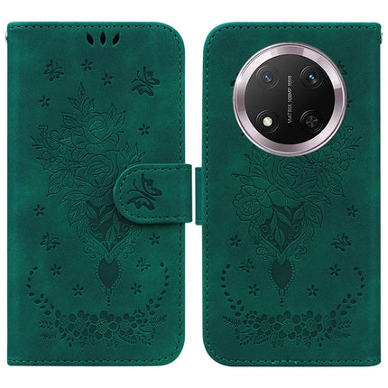 For Honor Magic7 Lite 5G / X9c 5G / X60 Pro 5G Case PU Leather Wallet Phone Cover Butterfly Flower Imprint - Green