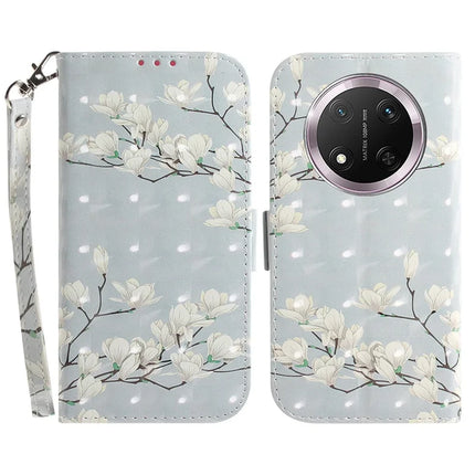 For Honor Magic7 Lite 5G / X9c 5G / X60 Pro 5G Case Pattern Printing Leather Wallet Phone Cover - Magnolia