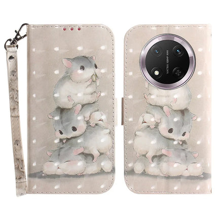 For Honor Magic7 Lite 5G / X9c 5G / X60 Pro 5G Case Pattern Printing Leather Wallet Phone Cover - Stacking Squirrels