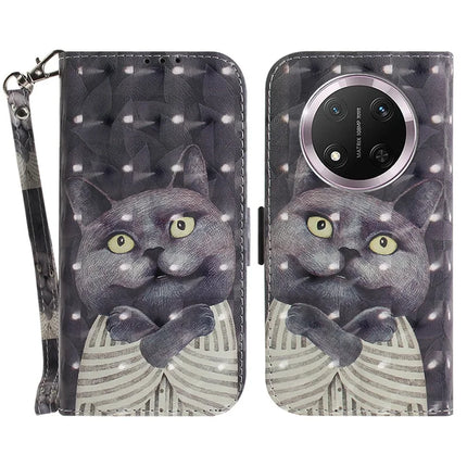 For Honor Magic7 Lite 5G / X9c 5G / X60 Pro 5G Case Pattern Printing Leather Wallet Phone Cover - Embracing Cat