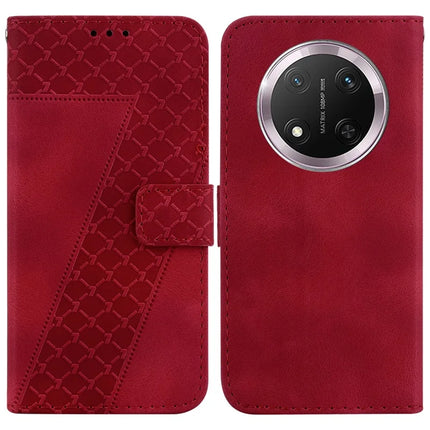 For Honor Magic7 Lite 5G / X9c 5G / X60 Pro 5G Stand Case 7-Shaped Pattern Imprint Leather Phone Cover - Red