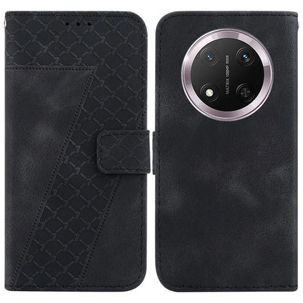 For Honor Magic7 Lite 5G / X9c 5G / X60 Pro 5G Stand Case 7-Shaped Pattern Imprint Leather Phone Cover - Black