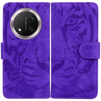 For Honor Magic7 Lite 5G / X9c 5G / X60 Pro 5G Case Tiger Imprint Leather Wallet Phone Cover - Purple