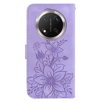 For Honor Magic7 Lite 5G / X9c 5G / X60 Pro 5G Case Lily Flower Imprint Leather Phone Cover with Stand