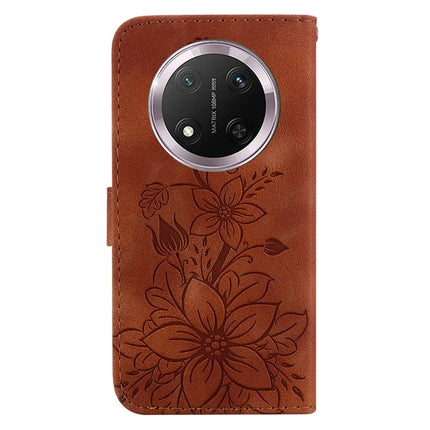 For Honor Magic7 Lite 5G / X9c 5G / X60 Pro 5G Case Lily Flower Imprint Leather Phone Cover with Stand