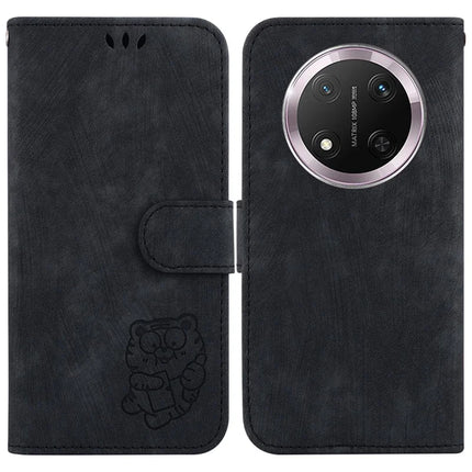 For Honor Magic7 Lite 5G / X9c 5G / X60 Pro 5G Wallet Case Tiger Imprint Leather Shockproof Phone Cover - Black