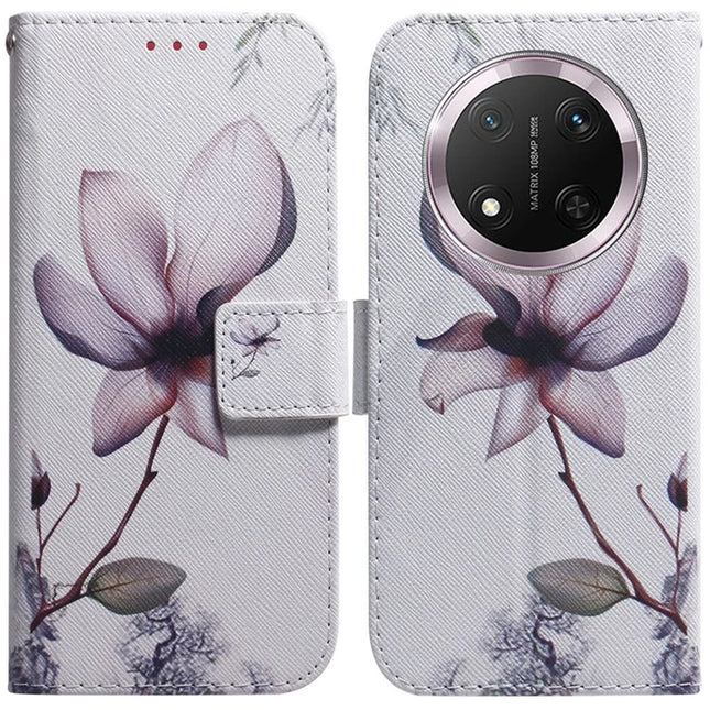 For Honor Magic7 Lite 5G / X9c 5G / X60 Pro 5G Wallet Case Pattern Print Leather Phone Cover - Pink Flower