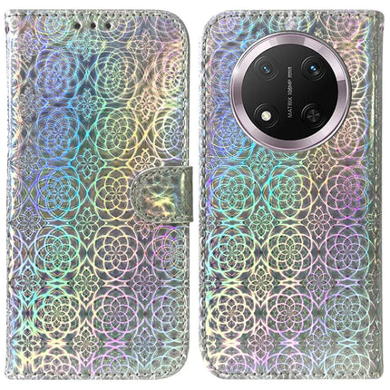 For Honor Magic7 Lite 5G / X9c 5G / X60 Pro 5G Stand Case Dazzling Flower Leather Phone Cover - Grey
