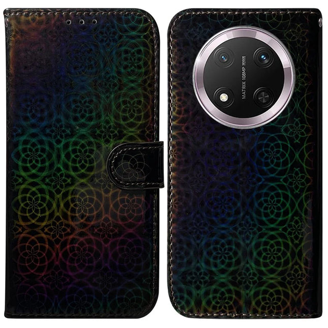 For Honor Magic7 Lite 5G / X9c 5G / X60 Pro 5G Stand Case Dazzling Flower Leather Phone Cover - Black