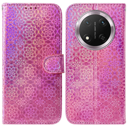 For Honor Magic7 Lite 5G / X9c 5G / X60 Pro 5G Stand Case Dazzling Flower Leather Phone Cover - Pink