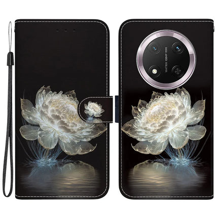 For Honor Magic7 Lite 5G / X9c 5G / X60 Pro 5G Wallet Phone Case Anti-Drop Leather Flip Cover Pattern Printing - Crystal Peony