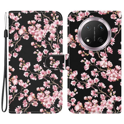 For Honor Magic7 Lite 5G / X9c 5G / X60 Pro 5G Wallet Phone Case Anti-Drop Leather Flip Cover Pattern Printing - Plum Blossom