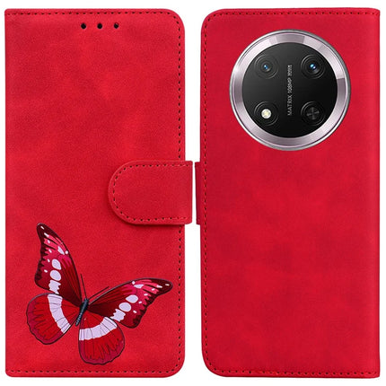 For Honor Magic7 Lite 5G / X9c 5G / X60 Pro 5G Stand Case PU Leather Phone Cover Butterfly Printed - Red