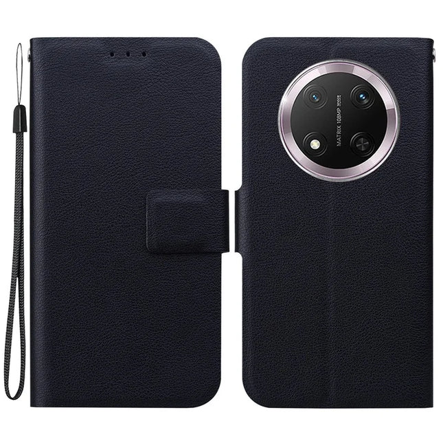For Honor Magic7 Lite 5G / X9c 5G / X60 Pro 5G Case Ultra-Thin PU Leather + TPU Phone Cover with Card Slot - Black