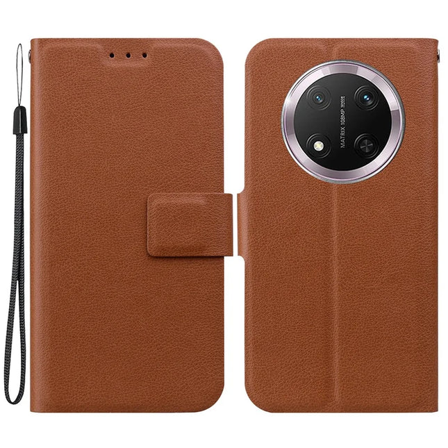 For Honor Magic7 Lite 5G / X9c 5G / X60 Pro 5G Case Ultra-Thin PU Leather + TPU Phone Cover with Card Slot - Brown