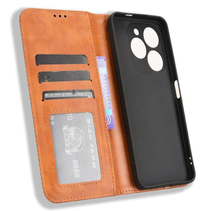 For Blackview Shark 9 5G Leather Case Wallet Stand Retro Texture Phone Cover