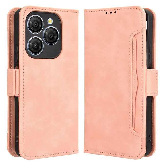 For Blackview Shark 9 5G Leather Case Phone Wallet Cover with Multiple Card Slots - Pink