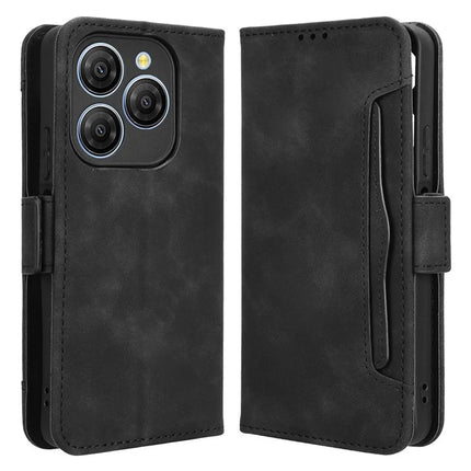 For Blackview Shark 9 5G Leather Case Phone Wallet Cover with Multiple Card Slots - Black