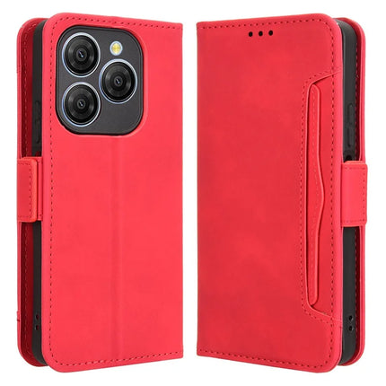 For Blackview Shark 9 5G Leather Case Phone Wallet Cover with Multiple Card Slots - Red