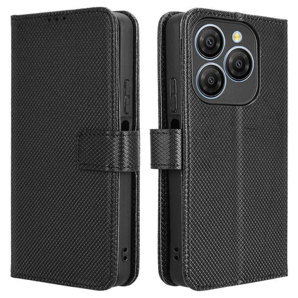 For Blackview Shark 9 5G Case PU Leather Diamond Texture Wallet Phone Cover - Black