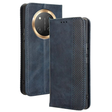 Leather Case for Honor X9c 5G / Magic7 Lite 5G / X60 Pro 5G Wallet Stand Retro Texture Phone Cover - Blue