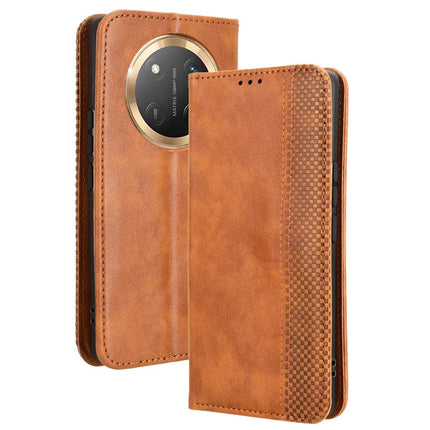 Leather Case for Honor X9c 5G / Magic7 Lite 5G / X60 Pro 5G Wallet Stand Retro Texture Phone Cover - Brown