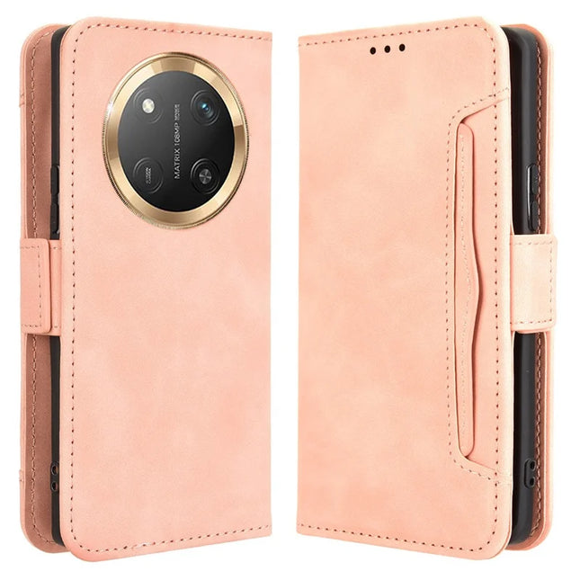 Leather Case for Honor X9c 5G / Magic7 Lite 5G / X60 Pro 5G Phone Wallet Cover with Multiple Card Slots - Pink