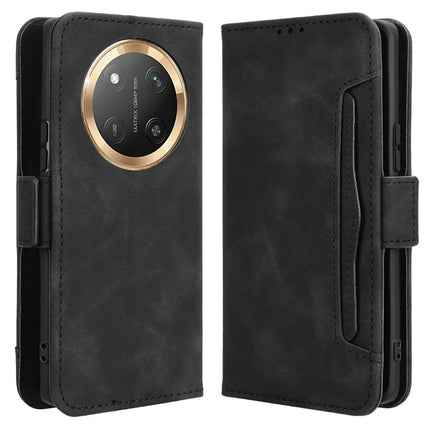 Leather Case for Honor X9c 5G / Magic7 Lite 5G / X60 Pro 5G Phone Wallet Cover with Multiple Card Slots - Black