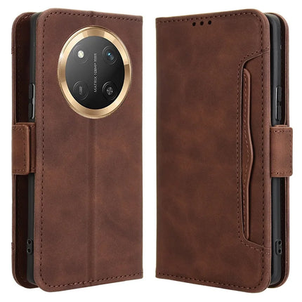 Leather Case for Honor X9c 5G / Magic7 Lite 5G / X60 Pro 5G Phone Wallet Cover with Multiple Card Slots - Brown