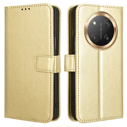 Leather Case for Honor X9c 5G / Magic7 Lite 5G / X60 Pro 5G Crazy Horse Texture Phone Wallet Cover - Gold