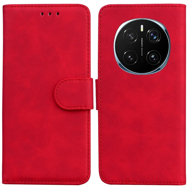For Honor Magic7 Pro 5G Case Solid Color Leather Wallet Phone Cover - Red