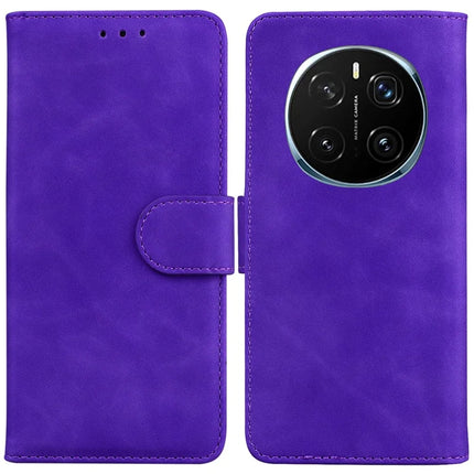 For Honor Magic7 Pro 5G Case Solid Color Leather Wallet Phone Cover - Purple