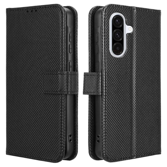 For Samsung Galaxy A36 5G Case PU Leather Diamond Texture Wallet Phone Cover - Black