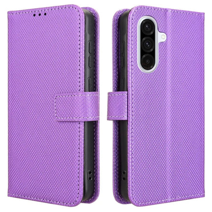 For Samsung Galaxy A36 5G Case PU Leather Diamond Texture Wallet Phone Cover - Purple