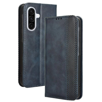 For Samsung Galaxy A56 5G Leather Case Wallet Stand Retro Texture Phone Cover - Blue