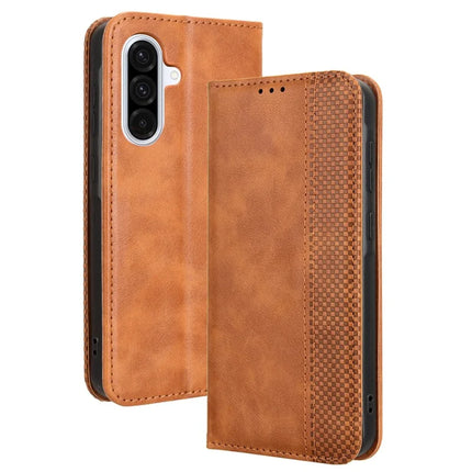 For Samsung Galaxy A56 5G Leather Case Wallet Stand Retro Texture Phone Cover - Brown