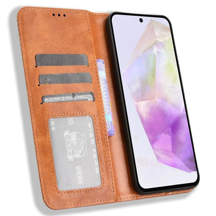 For Samsung Galaxy A56 5G Leather Case Wallet Stand Retro Texture Phone Cover
