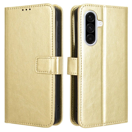 For Samsung Galaxy A56 5G Case Crazy Horse Texture PU Leather Phone Wallet Cover - Gold