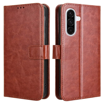 For Samsung Galaxy A56 5G Case Crazy Horse Texture PU Leather Phone Wallet Cover - Brown