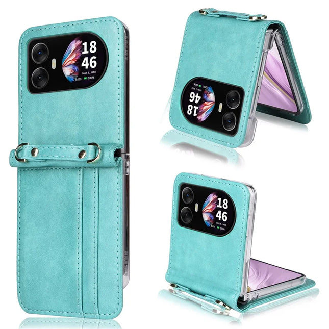 For Blackview Hero 10 4G Case Card Slots Leather Phone Cover with Lanyard - Green