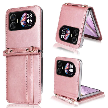 For Blackview Hero 10 4G Case Card Slots Leather Phone Cover with Lanyard - Pink