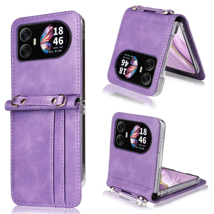 For Blackview Hero 10 4G Case Card Slots Leather Phone Cover with Lanyard - Purple