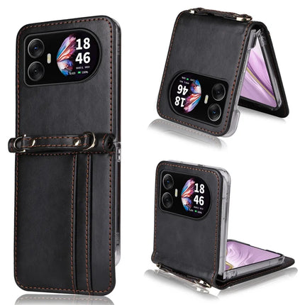 For Blackview Hero 10 4G Case Card Slots Leather Phone Cover with Lanyard - Black