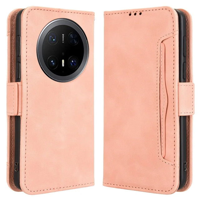 For Huawei Mate 70 Pro+ / 70 Pro Leather Case Phone Wallet Cover with Multiple Card Slots - Pink