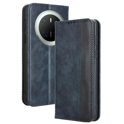 For Huawei Mate 70 Leather Case Wallet Stand Retro Texture Phone Cover - Blue