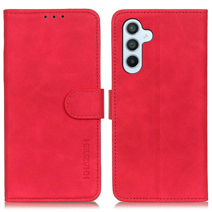 KHAZNEH For Samsung Galaxy A26 5G Case PU Leather Retro Texture Phone Cover - Red