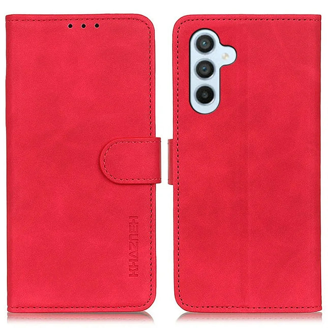KHAZNEH For Samsung Galaxy A26 5G Case PU Leather Retro Texture Phone Cover - Red