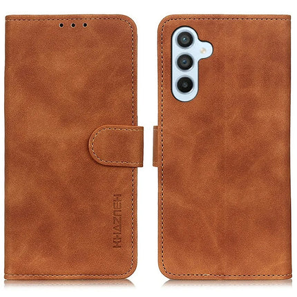 KHAZNEH For Samsung Galaxy A26 5G Case PU Leather Retro Texture Phone Cover - Brown