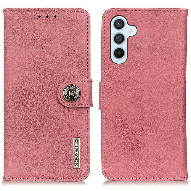 KHAZNEH For Samsung Galaxy A26 5G Wallet Case Cowhide Texture Leather Flip Phone Cover - Pink